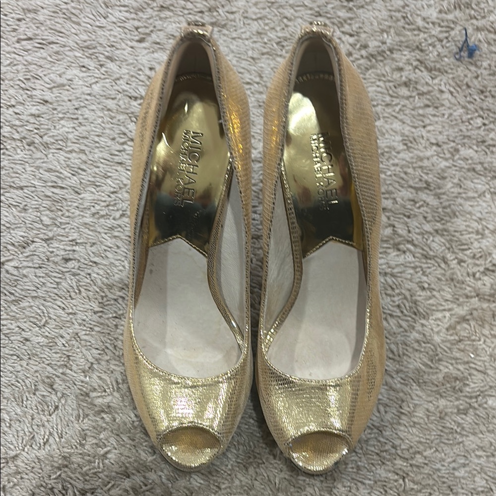 Michael Kors Gold Peep Toe Women's Shoes